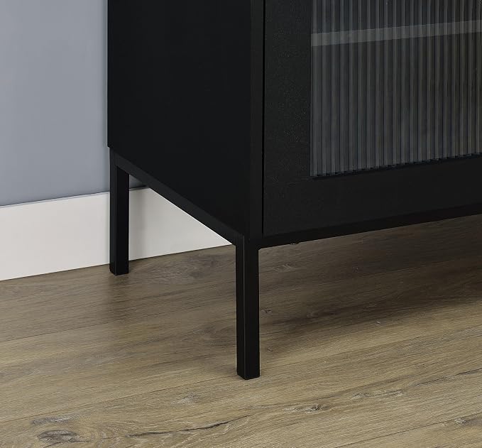 Coaster Home Furnishings Jess 2-Door Arched Fluted Glass Accent Cabinet Black - Image 9