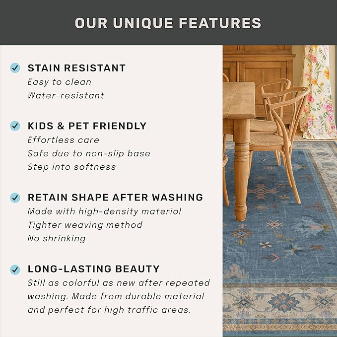 Light Blue 2x7 Washable Kitchen Runner - Image 7