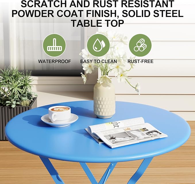 3-Piece Folding Bistro Set, Outdoor Patio Furniture Set - Image 3