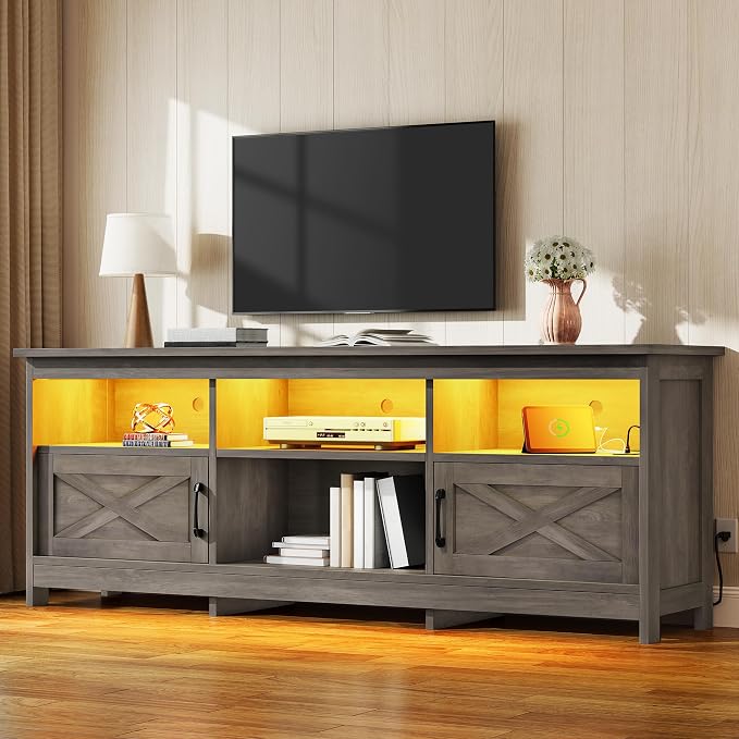 YITAHOME TV Stand for 80/75/70 Inch TVs, Farmhouse Entertainment Center by YITAHOME
