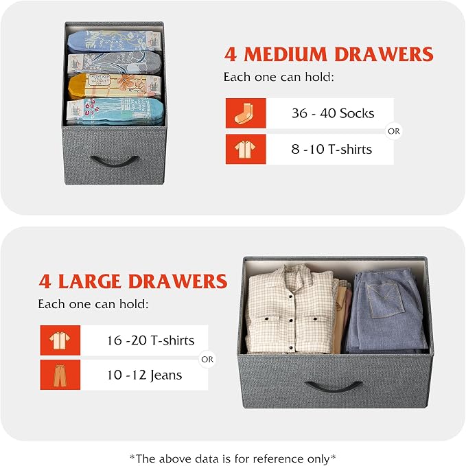 WLIVE Dresser for Bedroom with 8 Drawers, Wide Fabric Dresser for Storage and - Image 5
