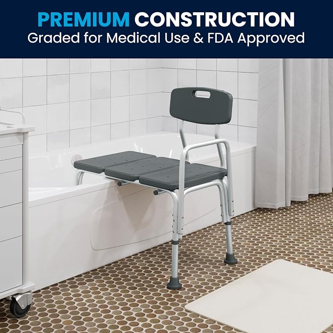Flash Furniture HERCULES Series 300 Lb. Capacity Adjustable Gray Bath & Shower - Image 6