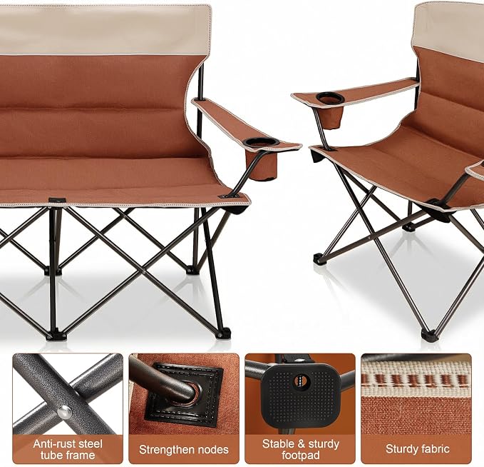 Camping Chair Set of 3, Outdoor Folding Camping Chairs - Image 4