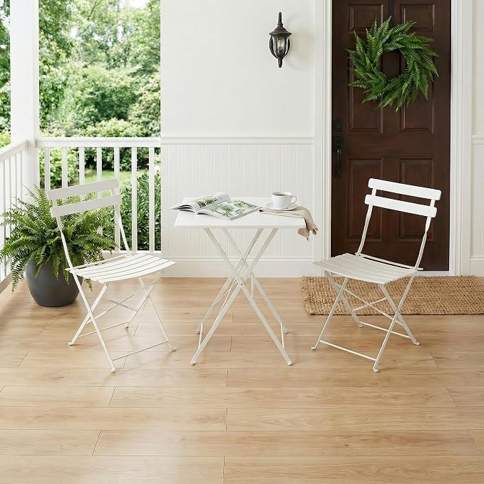 GarveeLife 3 Piece Patio Bistro Set, Folding Patio Bistro Table and Chairs Set - Image 7