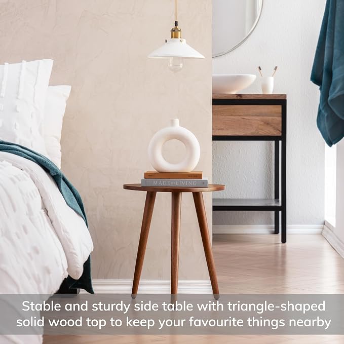MH London Tri Pin Side Table I Handmade Natural Mango Wood, Naturally Moisture - Image 4