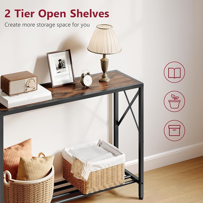 Tajsoon Console Table 41.8”, 2-Tier Industrial entryway Table, Narrow Sofa Table - Image 4