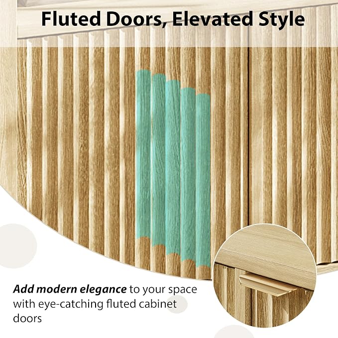 GarveeLife 65 Inch Fluted Sideboard Buffet Cabinet - Image 7