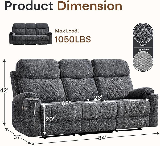 HAOMARKETS Power Oversized Reclining Sofa Couch - Image 2