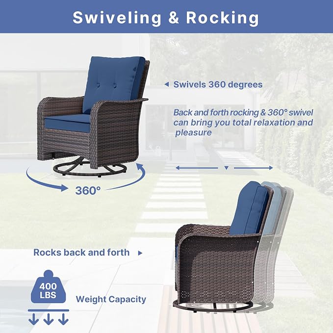 ALAULM Outdoor Swivel Rocking Chairs Set of 2 - Image 6