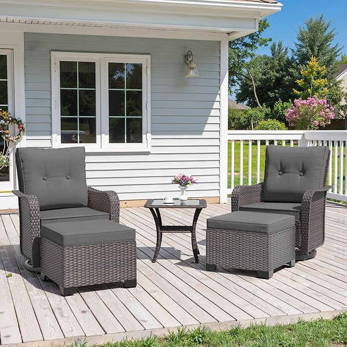 ALAULM 5-Piece Outdoor Swivel Rocking Chair Set by ALAULM