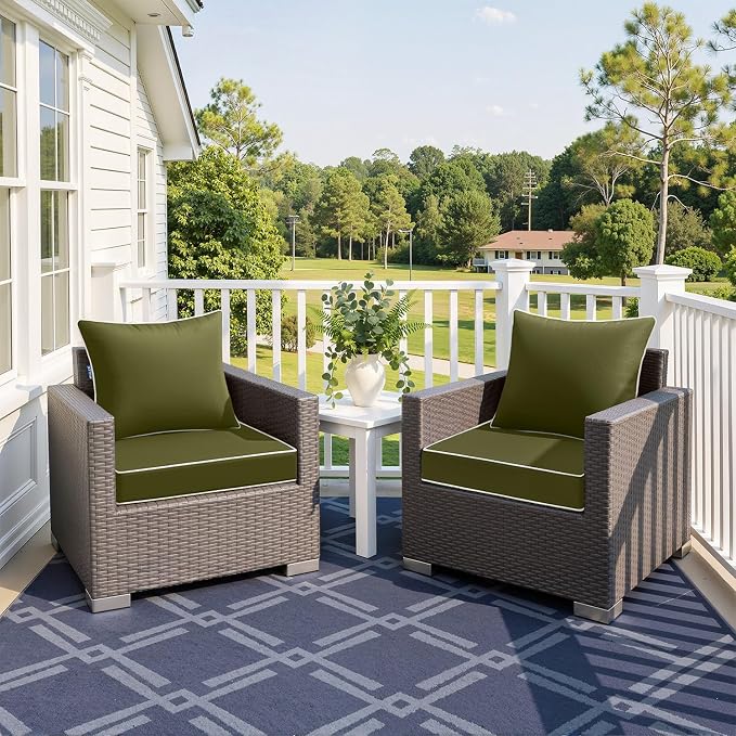 MIULEE Dark Green Outdoor Seat Cushion 24x24 Inch Waterproof & 3 Year Fade - Image 2