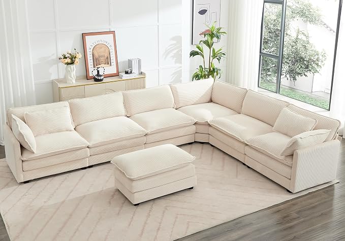 ROWHY 150'' Modular Sectional Cloud Couch, 7 Seater Corner Sofa Big Comfy - Image 7