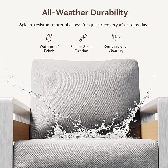 Aoxun Aluminum Outdoor Patio Furniture Set, 2 Seats Metal Sectional Patio - Image 5