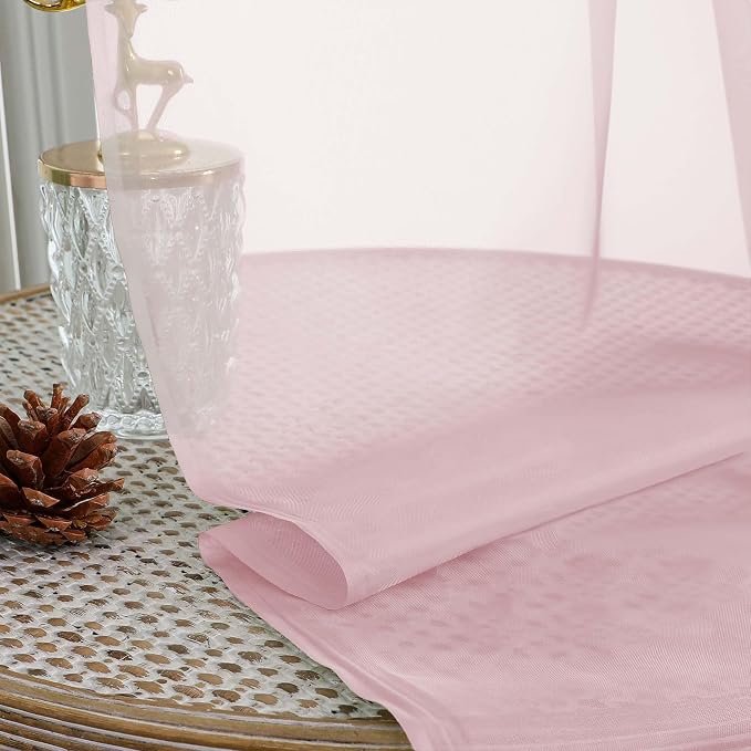 Chyhomenyc Blush Pink Sheer Curtains 90 Inches Long 2 Panels, Light Filtering - Image 7