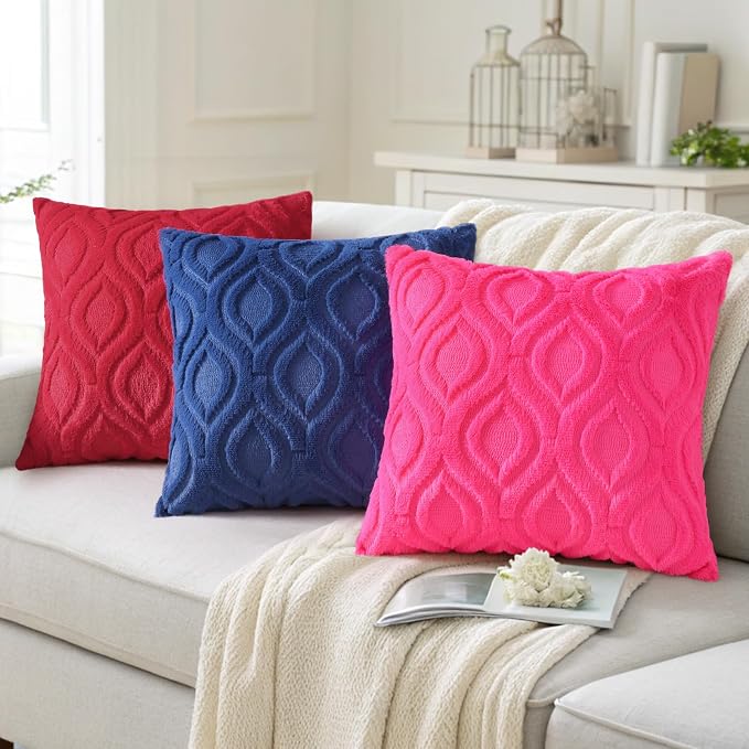 decorUhome Throw Pillow Covers 24x24 Inch Set of 2, Soft Plush Faux Wool Dark - Image 4