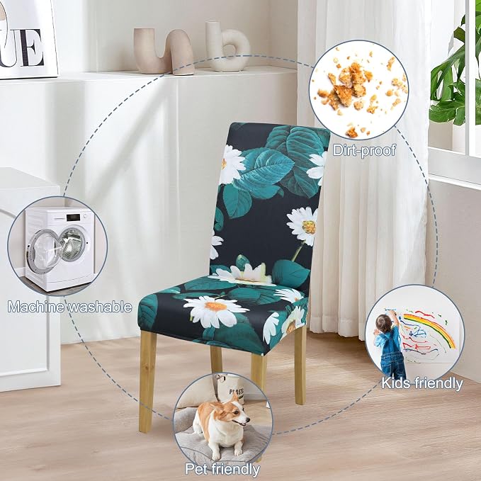 BIETYONE Stretch Dining Chair Covers Set of 2, Soft Removable Washable Kitchen - Image 6