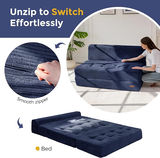 MAXYOYO 8" Folding Sofa Bed, Fold Out Chair Bed Sleeper Chair, Convertible - Image 7