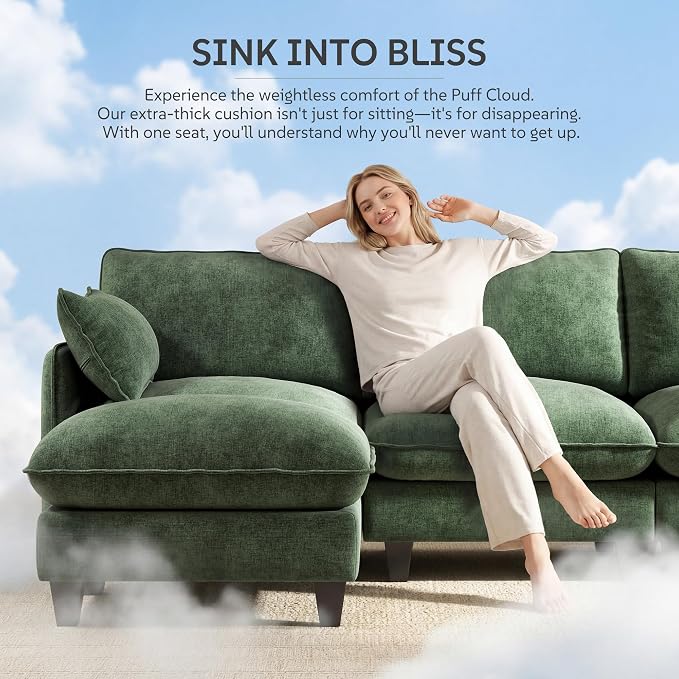 Ihanherry 105" Modular Sectional Sofa, L-Shaped Cloud Couch - Image 3