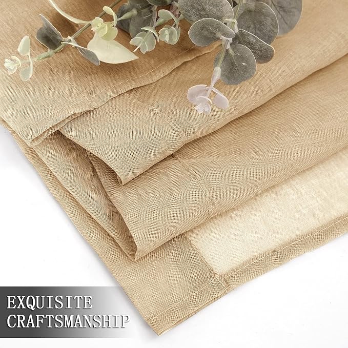 Tollpiz Short Sheer Curtain Linen Textured Living Room Curtains Sheer Light - Image 7