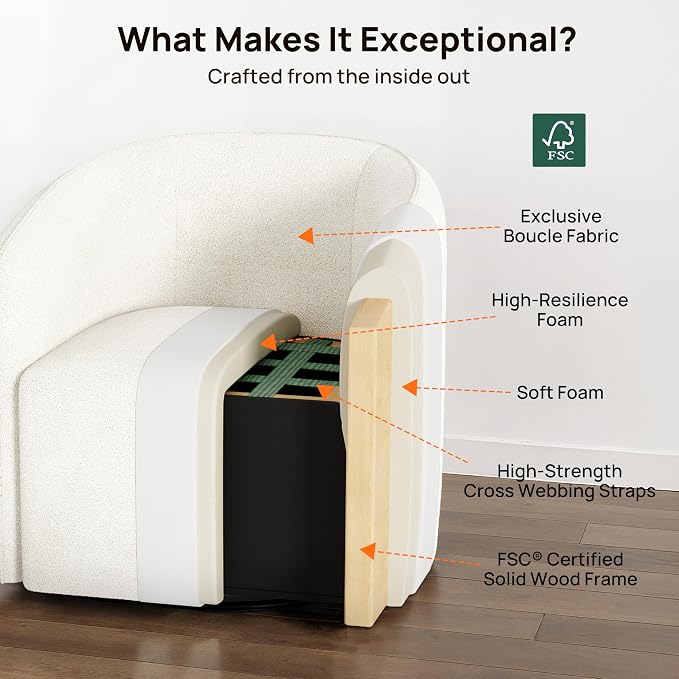 Oversized Boucle Swivel Accent Chair - Image 5