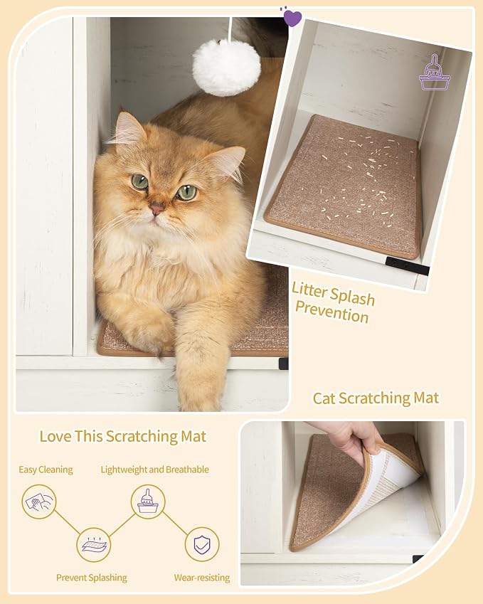 Hzuaneri Cat Litter Box Enclosure, Hidden Litter Box Cabinet Furniture - Image 5