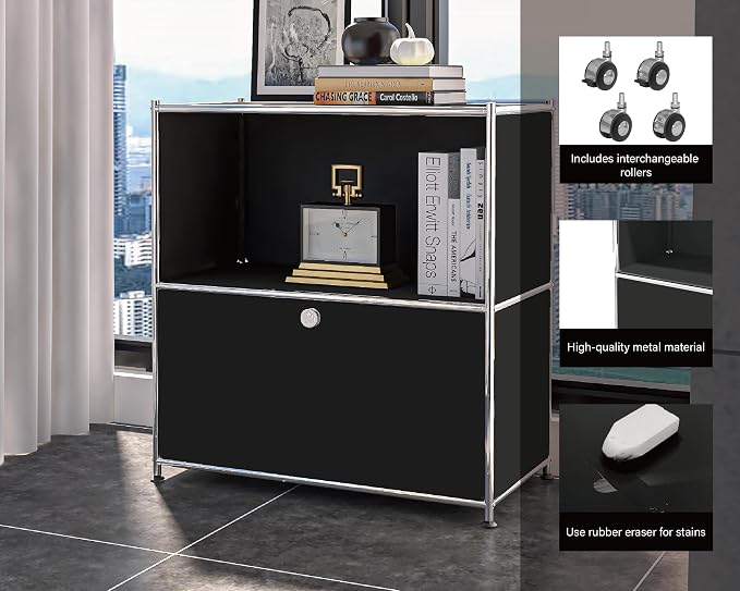 32.5-Inch Flip-Top Side Table & Buffet Cabinet - Image 4