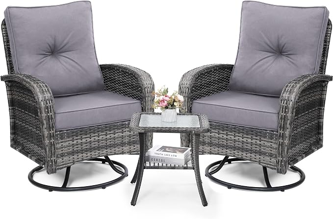 wildformers Luxury Outdoor Swivel Wicker Glider Patio Chairs by wildformers
