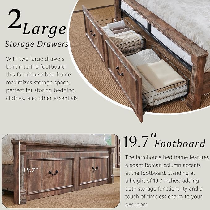 Aitjunz Farmhouse Full Size Bed Frame - Image 5