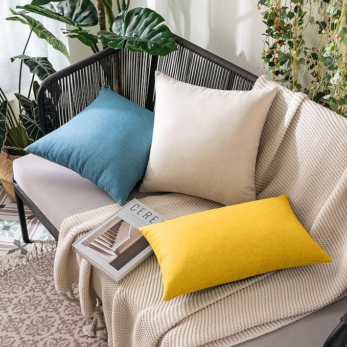 MIULEE Pack of 2 Decorative Outdoor Solid Waterproof Throw Pillow Covers - Image 5