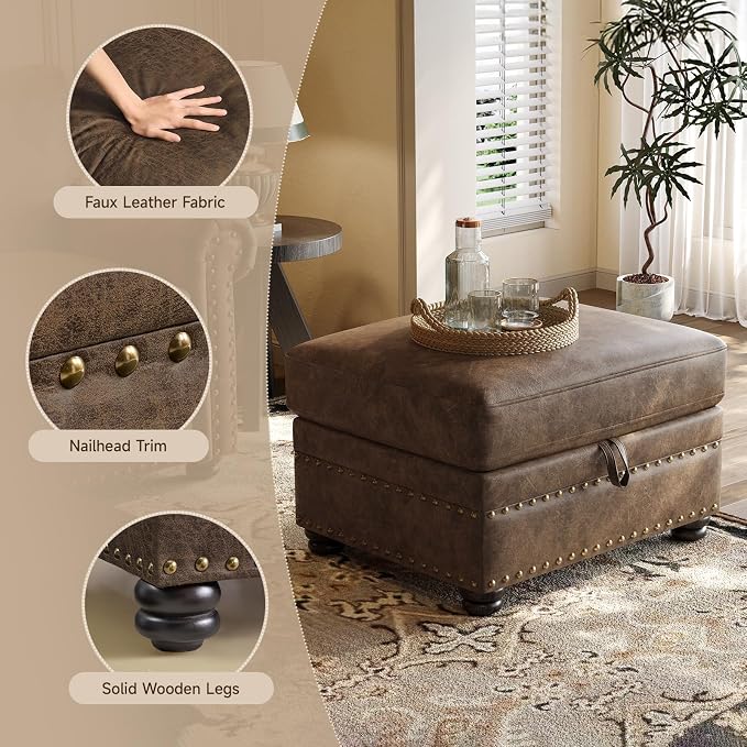 ONBRILL Faux Leather Ottoman - Image 4