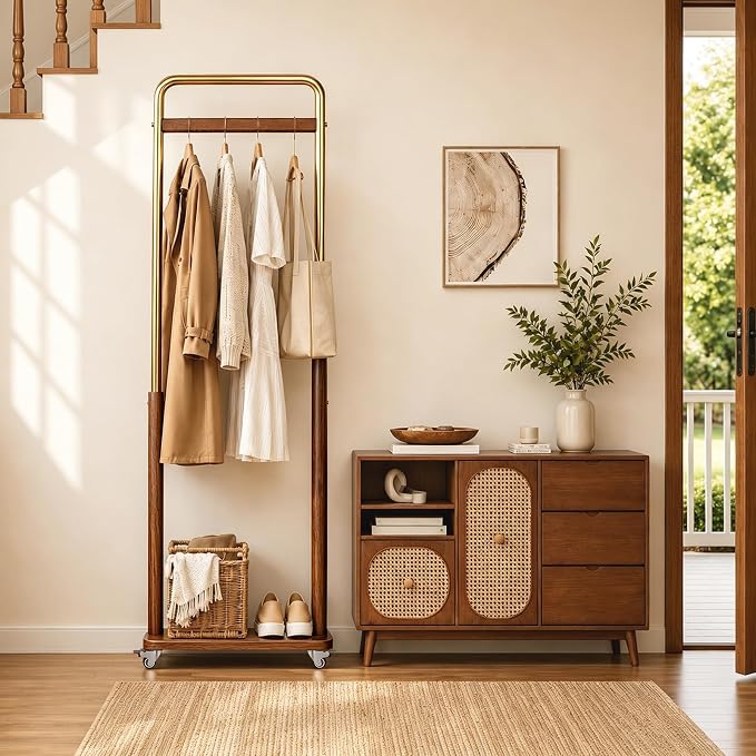 Taitiy Clothes Rack Solid Wood Coat Rack, Metal and Solid Wood Combination - Image 8