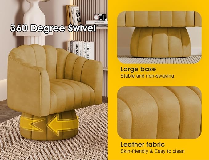 Dewhut Swivel Accent Chair, 360° Swivel Barrel Chair - Image 6