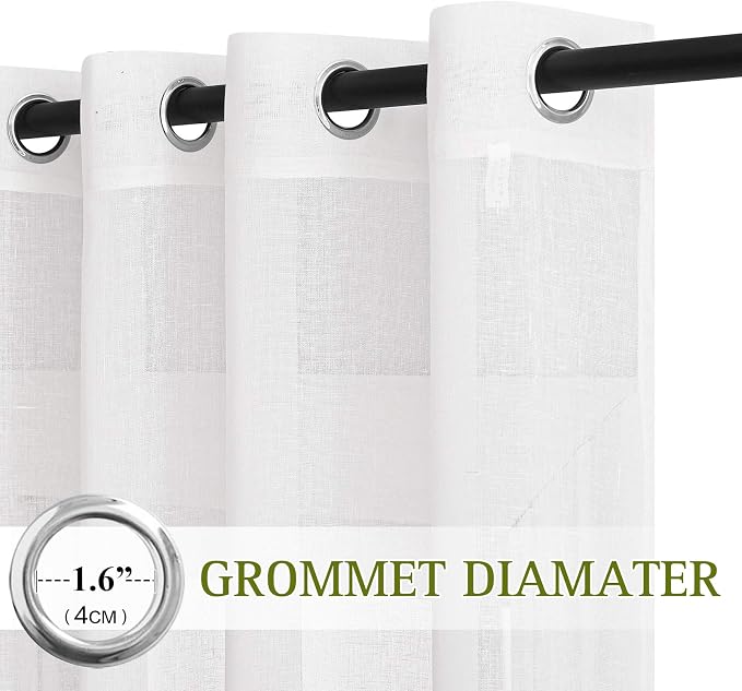 NICETOWN Linen Textured White Sheer Curtains - Image 2