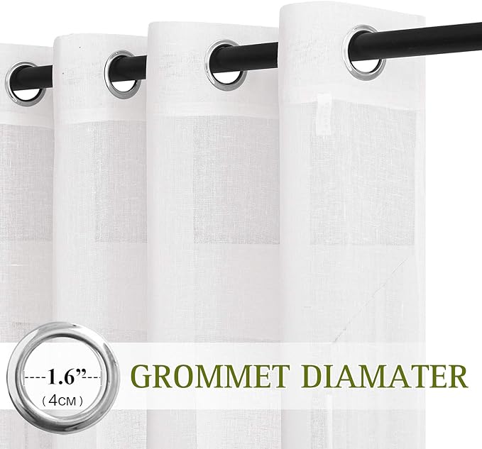 NICETOWN 45 inch Curtains White Semi Sheer, Grommet Light Filtering Window - Image 2
