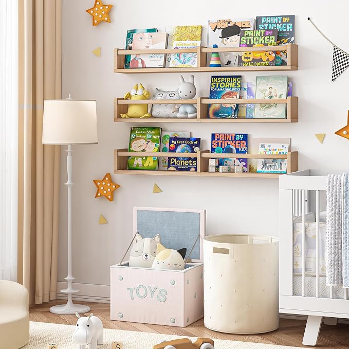 Fixwal Nursery Bookshelves, 32in Floating Bookshelves - Image 2