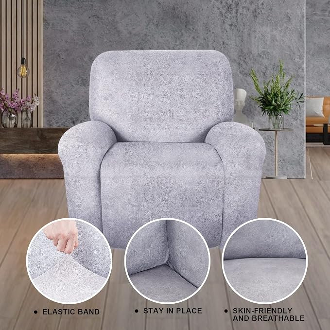 ANARACHON Recliner Chair Covers Leather Like, 4 Pieces Recliner Cover - Image 7