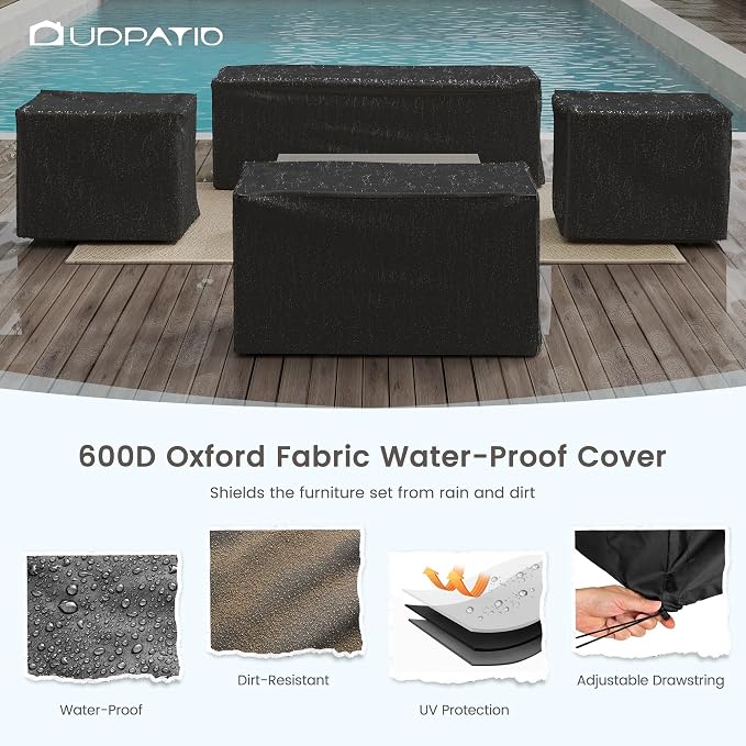 UDPATIO Aluminum Patio Furniture Set, Faux Wood Grain Modern Outdoor Furniture - Image 8