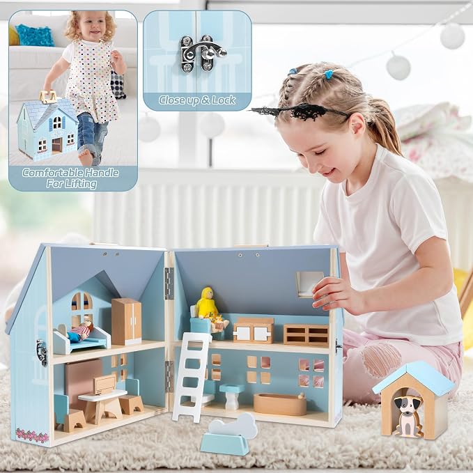 WOODMAM Foldable Wooden Dollhouse - Image 6