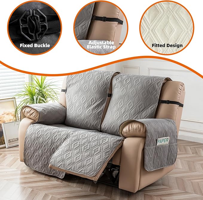 Genina Loveseat Recliner Cover Non-Slip, Sofa Cover - Image 7
