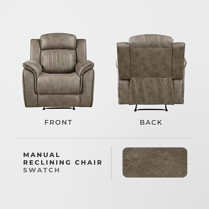 Lexicon Recliner Chair, Home Theater Seating, Manual Polished Microfiber - Image 5