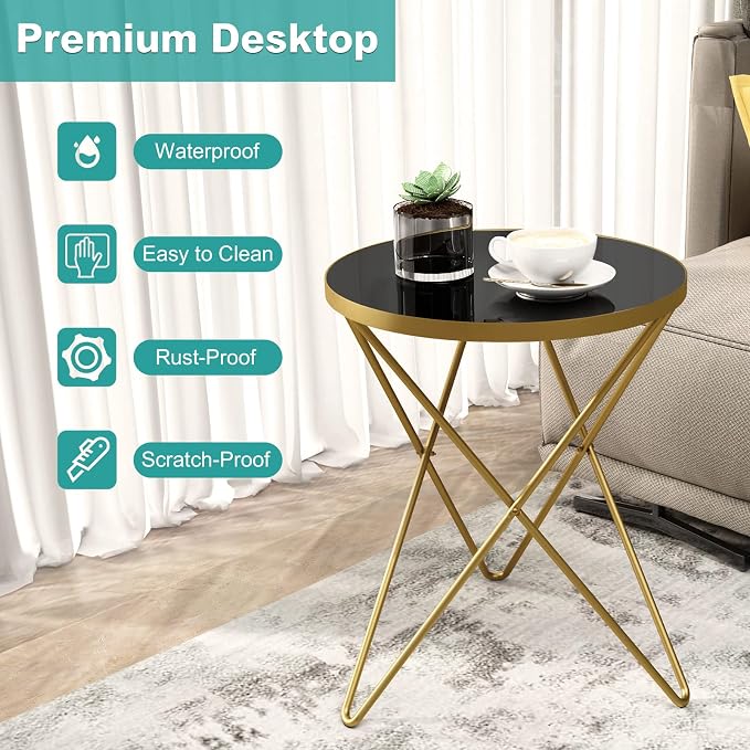 HLR Modern Round Side Table Set of 2, End Table - Image 7