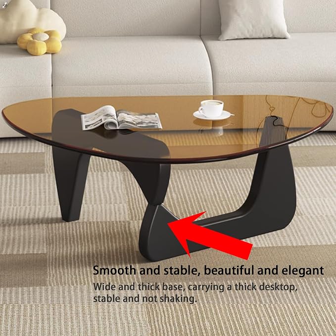 EASYSOUL Modern Glass Coffee Table, 44.88" D x 32.28" W x 15.75" H, Abstract - Image 8
