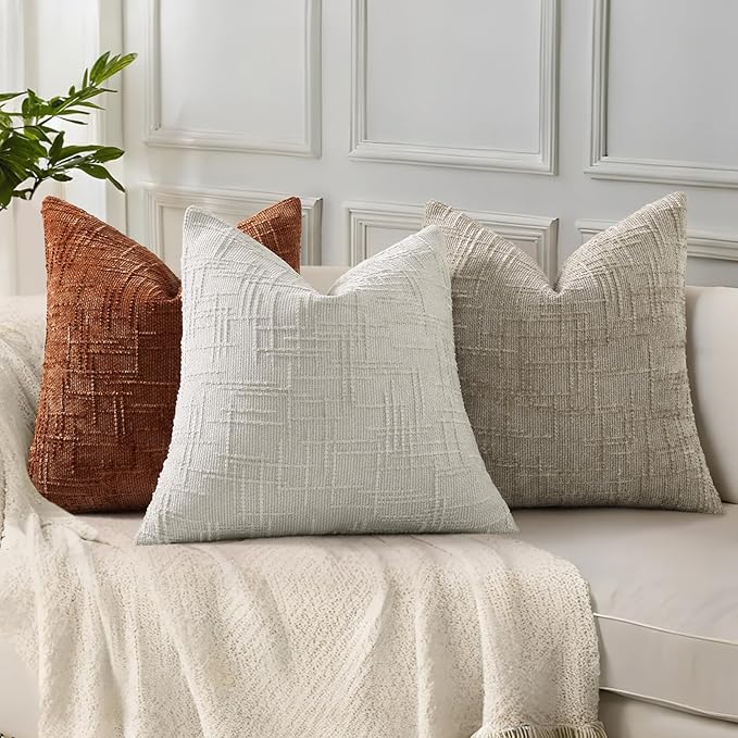 decorUhome Light Grey Chenille Euro Sham Throw Pillow Covers 24x24 Set of 2 - Image 6