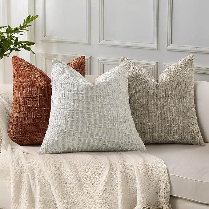 decorUhome Light Grey Chenille Throw Pillow Covers 20x20 Set of 2 Textured Soft - Image 5