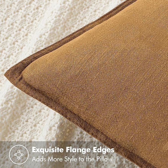 MIULEE Decorative Linen Pillow Covers 20x20 Inch Hazel ​Boho Farmhouse​ - Image 2