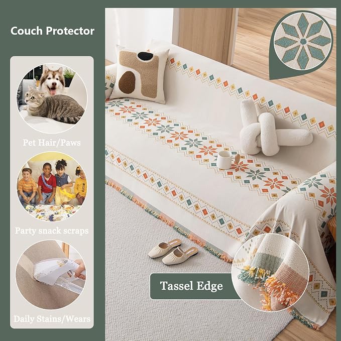 DREAMINGO Couch Cover Boho Washable Sofa Covers - Image 3