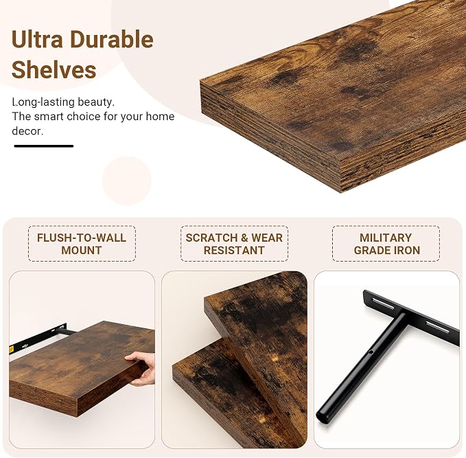 48 Inch Floating Shelves, 12 Inch Deep Floating Shelves - Image 5