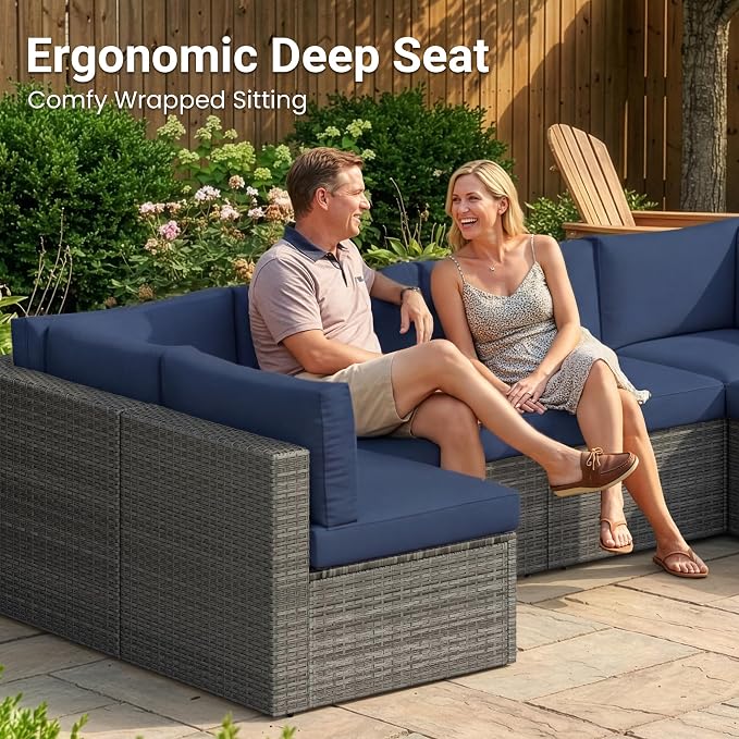 Wisteria Lane 7 Pieces Outdoor Patio Furniture Set, Wicker Outdoor Patio - Image 4