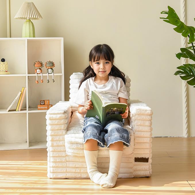 MAXYOYO Kids Bean Bag Chair, Comfy Faux Fur Bean Bag Sofa - Image 3