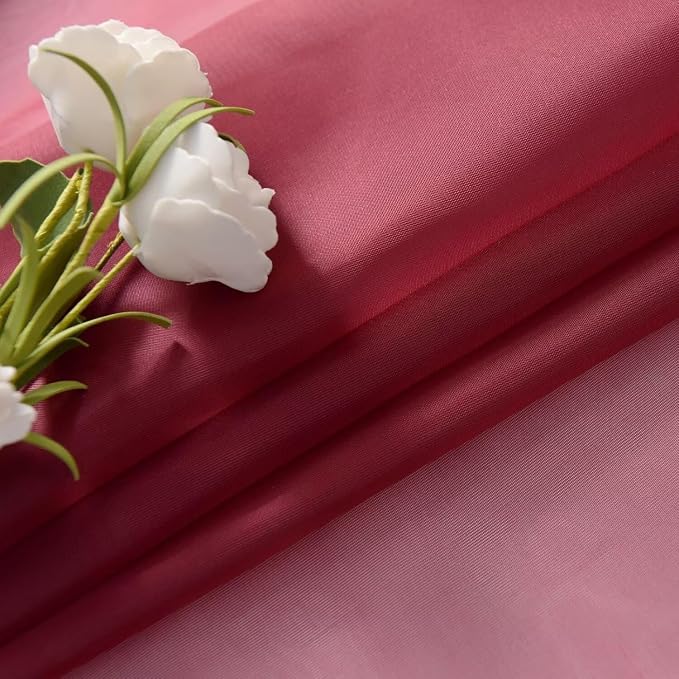 SpaceDresser Burgundy Sheer Curtains 4 Panels Rod Pocket Semi-Sheer Curtain 84 - Image 6